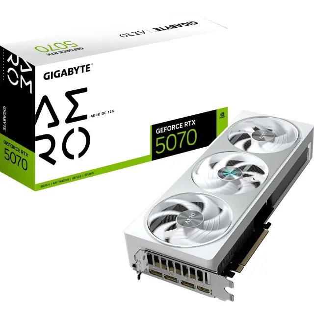 Gigabyte Κάρτα Γραφικών GeForce RTX 5070 12GB Aero OC GDDR7 White (GV-N5070AERO OC-12GD)