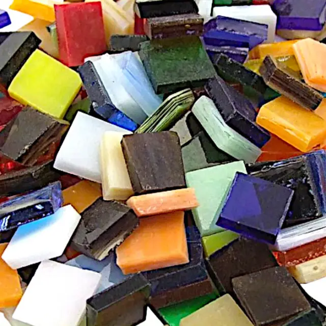 Γυάλινη Ψηφίδα Tiffany Glass 10x10mm - T199 Multicolour Mix - 200gr