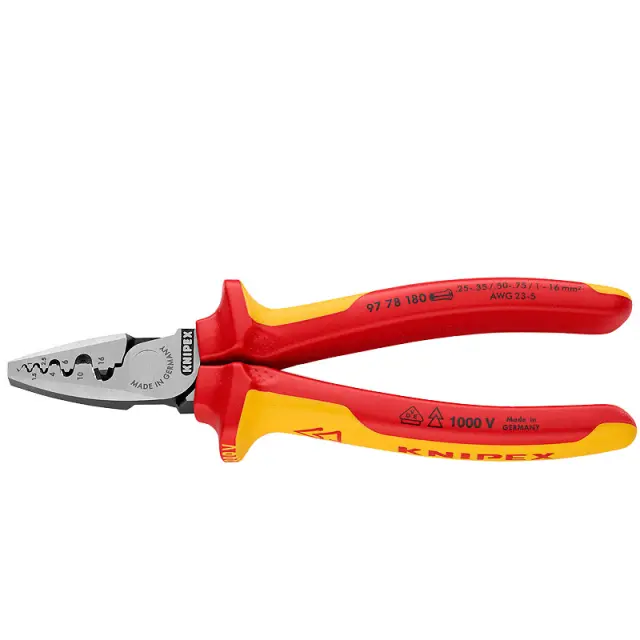 Knipex 9778180- Πένσα ακροδεκτών με μόνωση και 9 θέσεις πτυχώματος No180mm