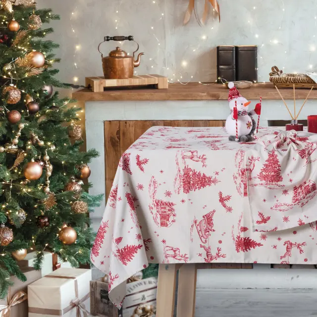 Ράνερ 45x140 Christmas Das Home 0772 Ecru-Red 100% Πολυέστερ 2