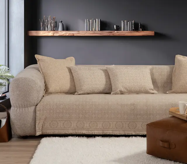 Nef-Nef Homeware Ριχτάρι Διθέσιου Καναπέ Jeneria 170x250 Beige