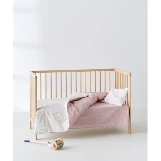 Σετ Σεντόνια Κούνιας 3 Τεμαχίων Kentia Matera 18 White-Dusty Pink-Veraman- Golden 120x170