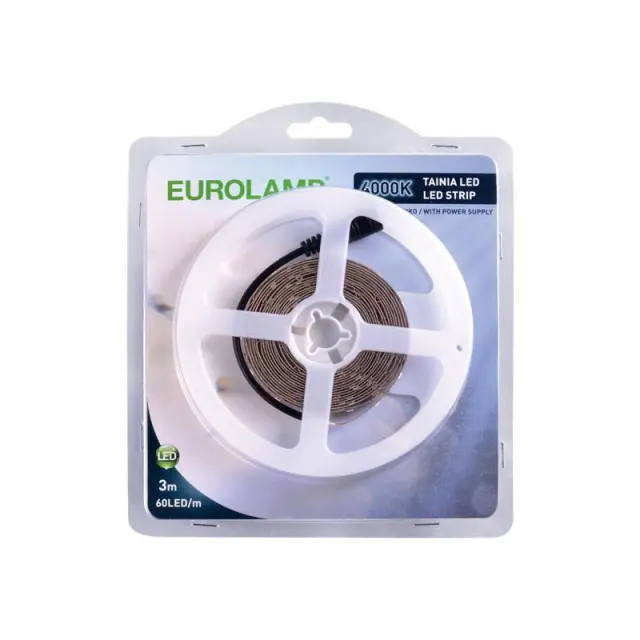 Ταινία LED 3 Μέτρων 6W+Driver 12V 4000K IP20 Blister