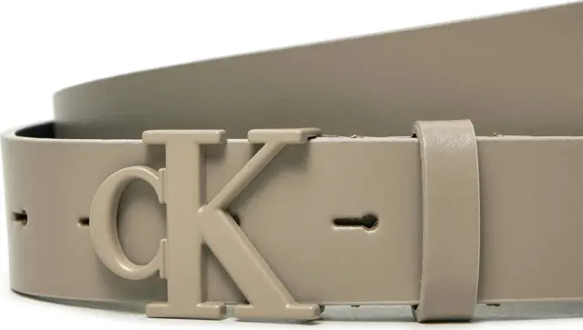 Calvin Klein Γυναικεία Μεσαία Ζώνη Λείο Δέρμα Μπεζ 90cm 3