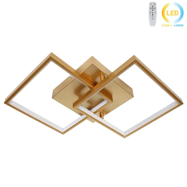 Φωτιστικό οροφής LED 27W 58x35x8 εκ. χρυσό με controller - GLOBOBOX