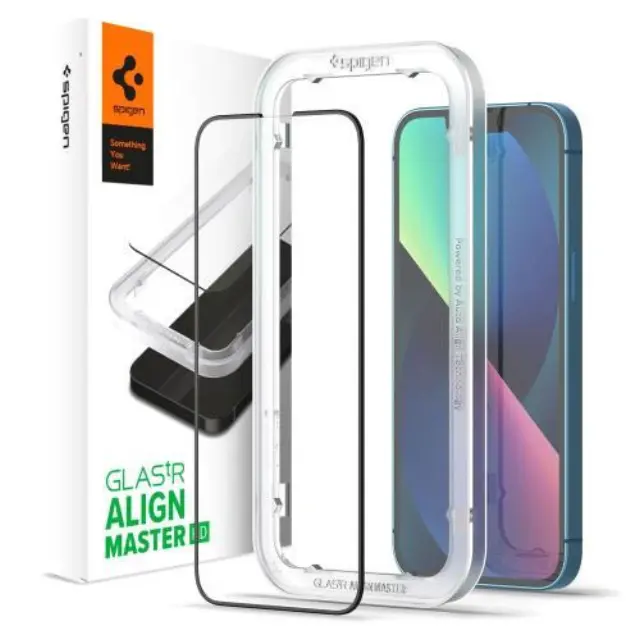 Tempered Glass Full Face Spigen Apple iPhone 13/ 13 Pro/ 14/ 16e Glas.tR Align Master FC Μαύρο N56788