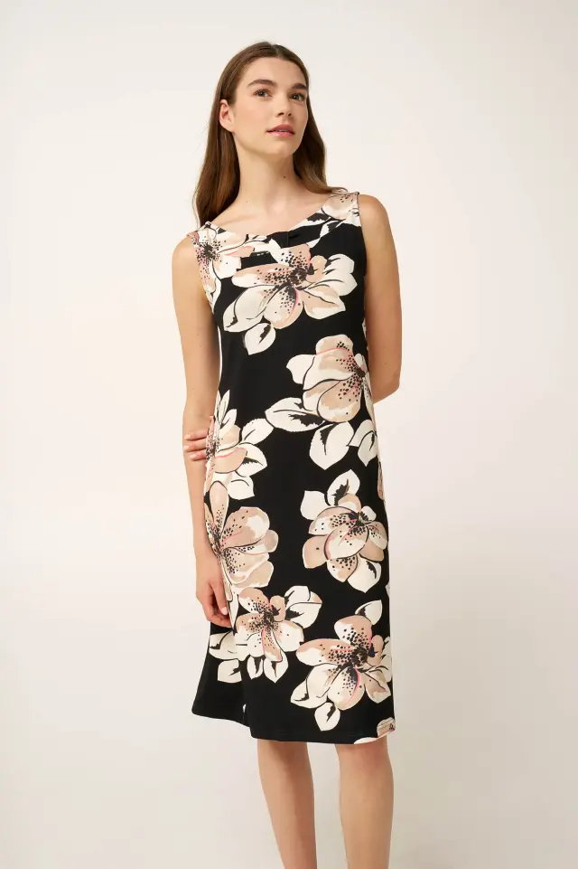 Αμάνικο Καλοκαιρινό Viscose Φόρεμα Vamp 24481 BLACK 3