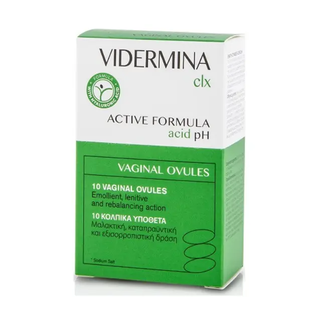 Epsilon Health Vidermina CLX Vaginal Ovules Κολπικά Υπόθετα με Αντιμικροβιακή Δράση 10x3gr