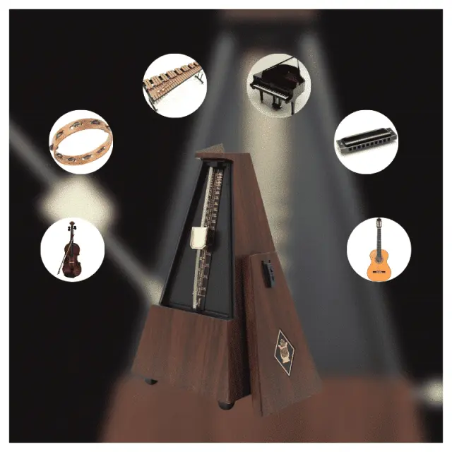DNA MET1 mechanical metronome windable pyramid bell natural wood color 40-208 BPM 2
