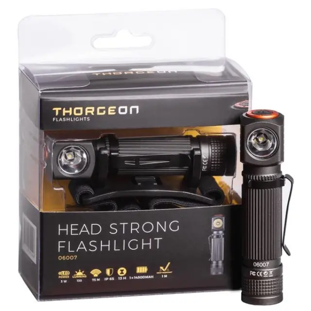 LED Mini Head Flashlight 3W 130Lm (16x150mm) Rechargeable 14500-USB-750mAh IP65