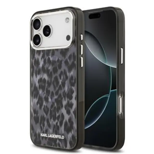 Karl Lagerfeld IML Leopard MagSafe Case for iPhone 17 Pro Max Grey