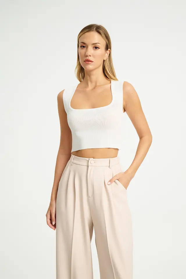 Πλεκτό Crop Top με Τετράγωνο Λαιμό LIMBO KNIT TOP - XS