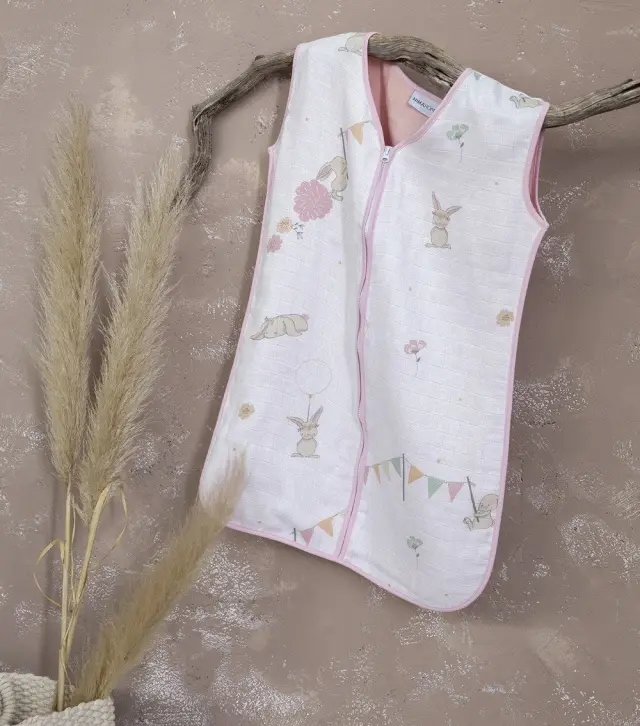 Nima Bebe Υπνόσακος καλοκαιρινός 6-18 μηνών - Bunny Love Ροζ, Λευκο