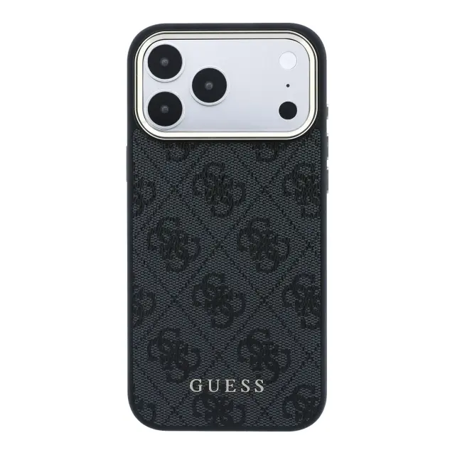 Guess PU Leather 4G Gold Frame MagSafe Case for iPhone 18 Pro Max Black 3