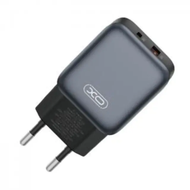 Universal φορτιστής με 2 εξόδους, 1xUSB-A & 1xUSB-C, PD20W & QC18W σε μαύρο χρώμα 2