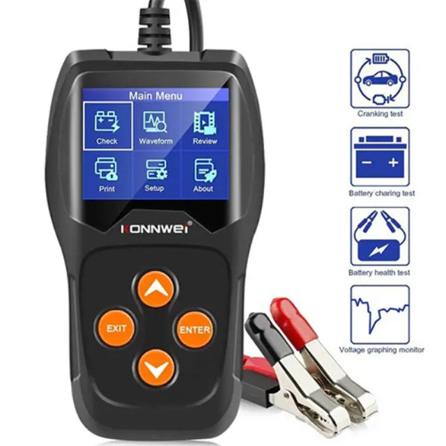 Konnwei KW600 Ψηφιακό Battery Tester με Κροκοδειλάκια 2