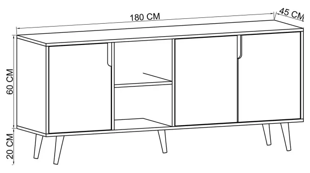 Κονσόλα FLEFLOR Sapphire Δρυς / Λευκό 180x45x80 2