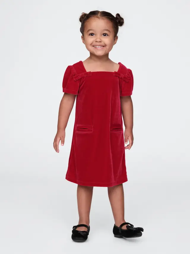 babyGap Velour Bow Shift Φόρεμα Sled red