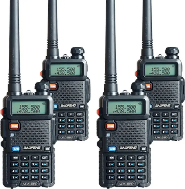 Baofeng UV-5R Ασύρματος Πομποδέκτης UHF/VHF 8W με Μονόχρωμη Οθόνη Σετ 4τμχ