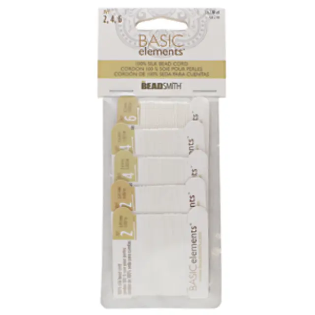 Beadsmith Σετ Κορδόνι 100% Μετάξι No2, No4, No6 - White - 5τεμ