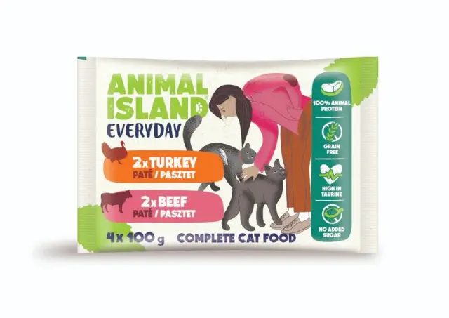 ANIMAL ISLAND Pate Beef / Turkey - wet cat food - 4x100g
