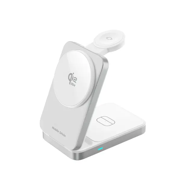 Mobile Origin 3in1 Qi2 25W Foldable Charging Stand PW35,MagSafe Compatible - Silver 2