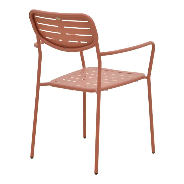 Πολυθρόνα Deraby pakoworld στοιβαζόμενη terracotta μέταλλο 56x45.5x83εκ 3