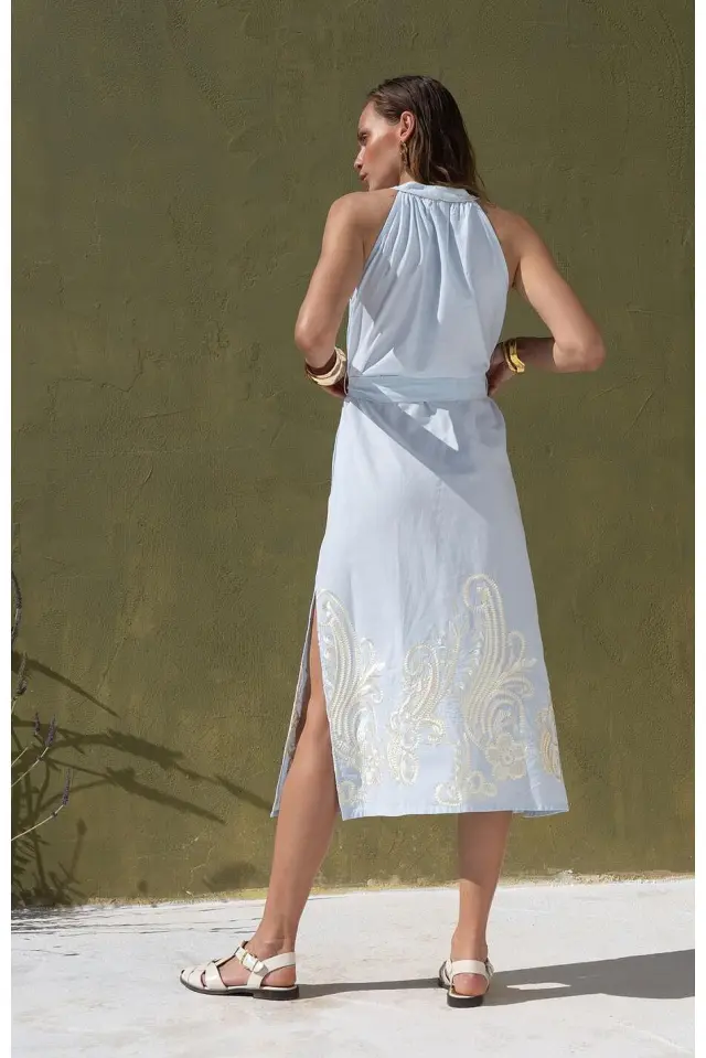 NEMA RESORT WEAR MIDI DRESS (15107N265-CIEL) - M 3