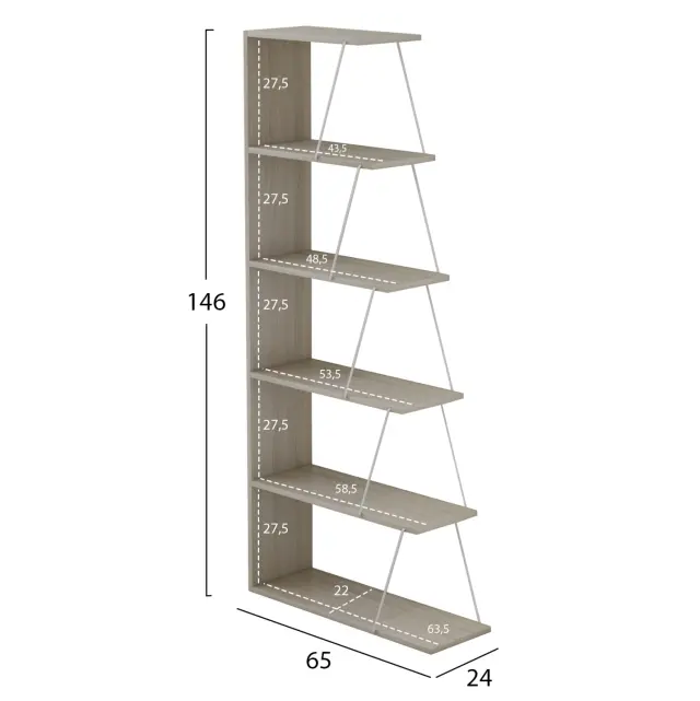 ΒΙΒΛΙΟΘΗΚΗ ΜΕΛΑΜΙΝΗΣ SONOMA ΛΕΥΚΟ FB92241.11 65x22-24x146Υεκ. 2