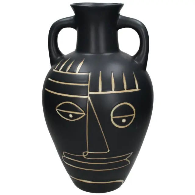 Βάζο Πρόσωπο Μαύρο Κεραμικό 23.5x23.5x40cm