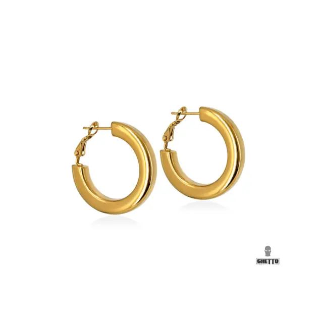 Ghetto New Style Gold Hoop Earrings Stainless Steel