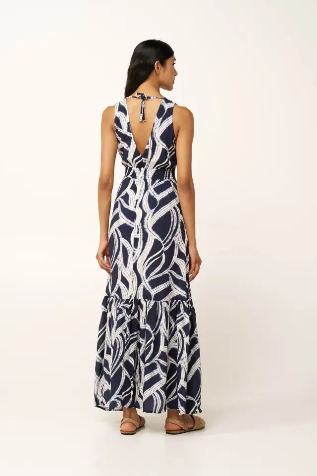 Maxi Καλοκαιρινό Φόρεμα από Ποπλίνα Vamp 24417 BLUE 2