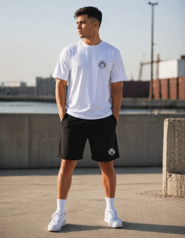 Noshame® Σετ T-shirt Oversized & Βερμούδα Λευκό-Μαύρο με τύπωμα - 752620 - XXL 2