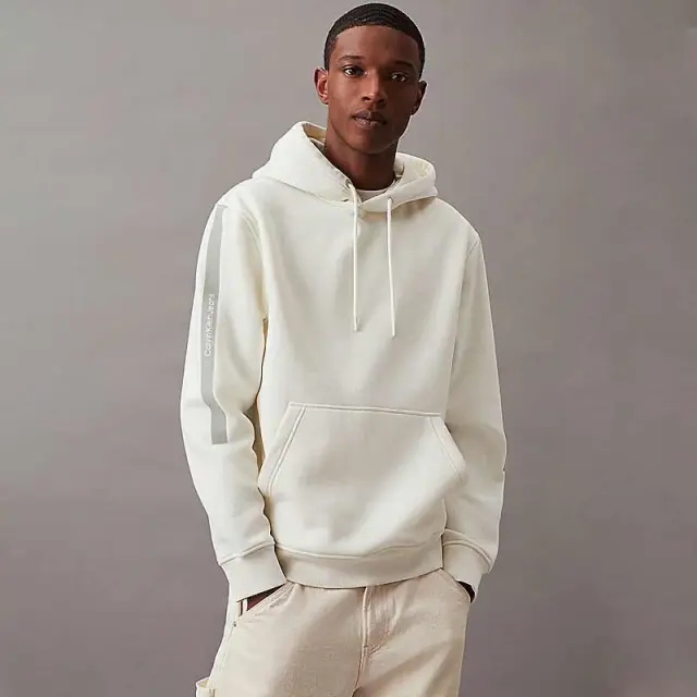 Calvin Klein - Ανδρικό Φούτερ Logo Tape Regular Fit J30J325632-YBI Λευκό - XL