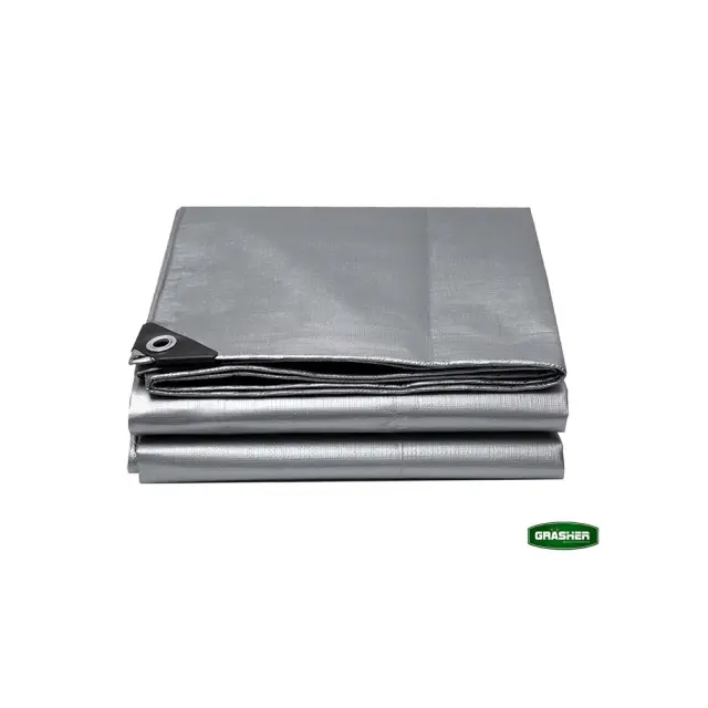 Grasher Αδιάβροχος μουσαμάς-τέντα με κρίκους 120gr/m² 5x8m Γκρί / 102437 2