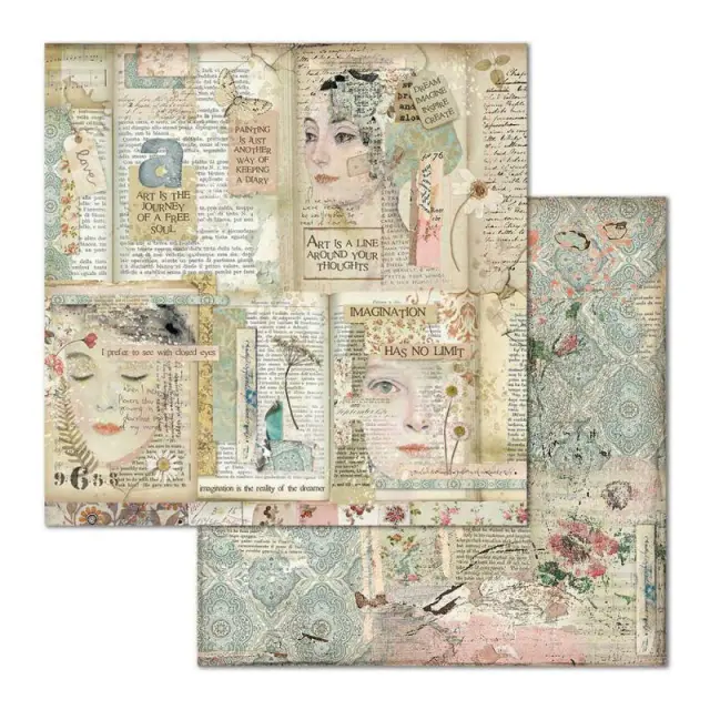 Χαρτί Scrapbooking Stamperia Διπλής Όψης - Faces & Writings - 31x30cm