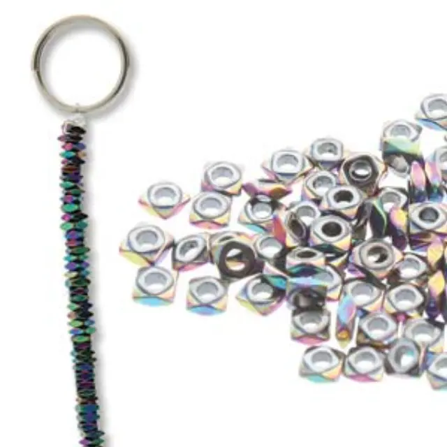 Χάντρα Αιματίτης Rainbow - Faceted Square 1x2mm ~135τεμ