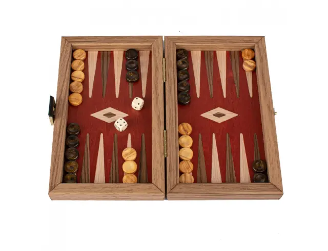 Σετ Χειροποίητο Τάβλι Premium Walnut with Red Oak Manopoulos από Ξύλο με διαστάσεις 20x12cmTKR4