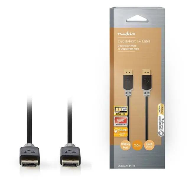 Καλώδιο DisplayPort αρσ. - DisplayPort αρσ., 2.00m, ανθρακί.