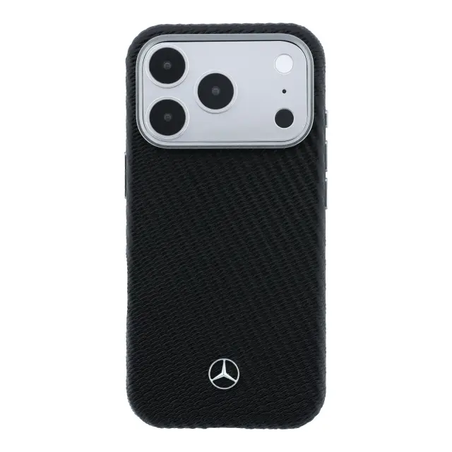 Mercedes PU Leather Wood Semi Wrap MagSafe Case for iPhone 17 Pro Max Black 3