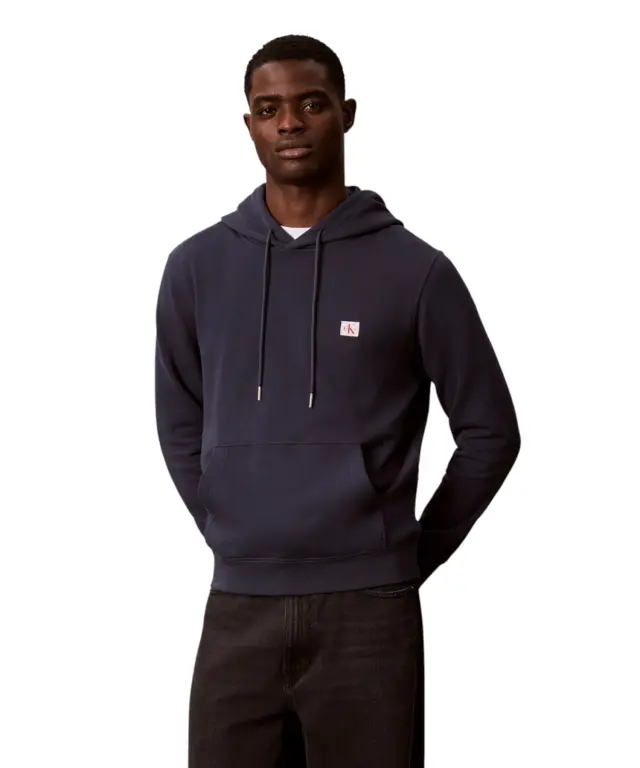 Calvin Klein - Ανδρική Μακρυμάνικη Φούτερ French Terry Woven Label Hoodie LV04RG269G-CCI Μπλε Ναυτικό