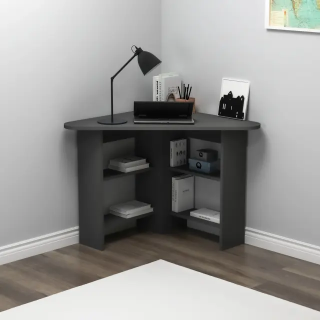 Stewehome Γωνιακό Γραφείο Υπολογιστή με Ράφια 80x80x73.8 cm