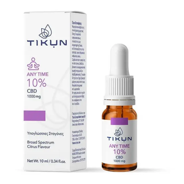 Tikun | Any Time 10% | Έλαιο Κάνναβης σε Yπογλώσσιες Σταγόνες με 10% CBD με Γεύση Κίτρο | 10ml 2