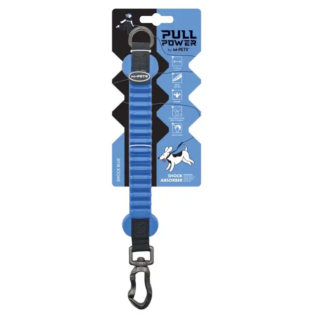 M Pets Pull Power Shock Λουρί με Σύστημα Απορρόφησης Κραδασμών Μπλε Μπλε