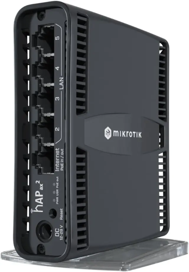 Mikrotik hAP ax2 wireless router Gigabit Ethernet Dual-band (2.4 GHz - 5 GHz) Black