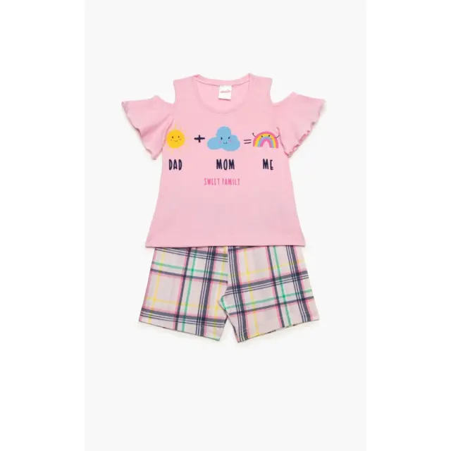 Πυτζάμα Βρεφική Καλοκαιρινή Minerva Dad Mom Me Ροζ No 3 61935-152 2