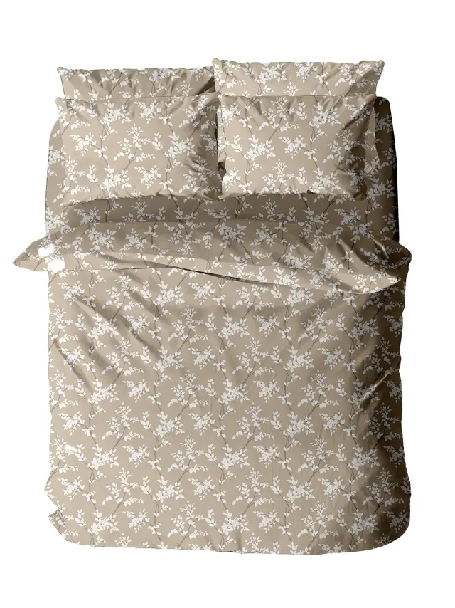 Παπλωματοθήκη Menta Εμπριμέ 480 Beige Υπέρδιπλη (230x250) Sunshine