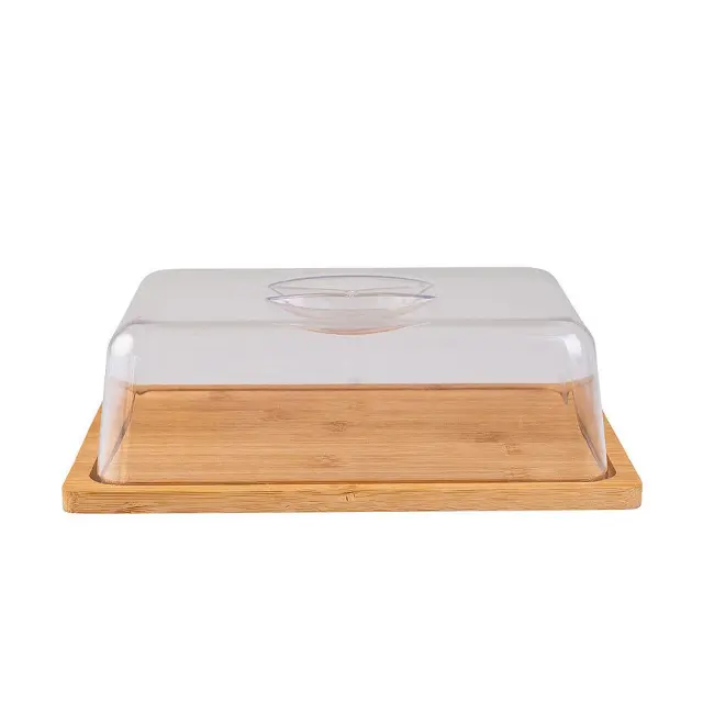 Βάση Τυριών Bamboo Essentials Με Πλαστικό Καπάκι 24x18x7.5cm Estia 01-12960