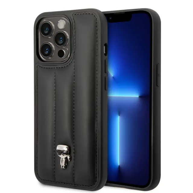 Karl Lagerfeld Quilted Puffy Ikonik Logo Back Cover Πλαστικό Μαύρο (iPhone 14 Plus)