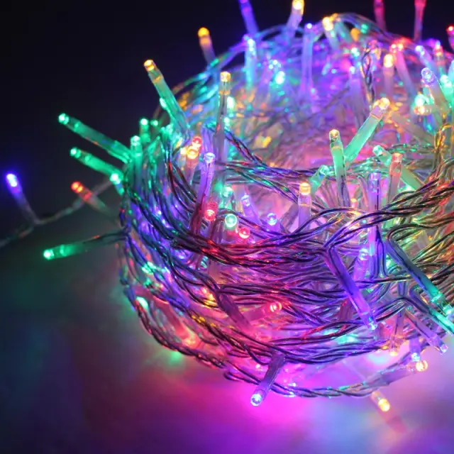ΛΑΜΠΑΚΙΑ 100 LED ΣΕ ΣΕΙΡΑ ΠΟΛΥΧΡΩΜΑ ΚΑΟΥΤΣΟΥΚ ΑΝΑ 50mm ΑΝΤΑΠΤΟΡΑ 31VDC ΜΕ ΔΥΝΑΤΟΤΗΤΑ ΕΠΕΚΤΑΣΗΣ MAX 6 ΣΕΤ & ΚΑΛΩΔΙΟ ΔΙΑΦΑΝΟ 3m IP44 / X081001021